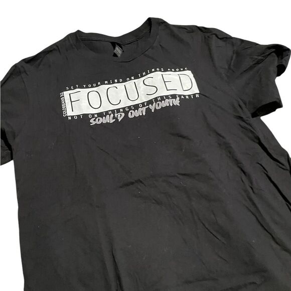 Colossians 3:2 Black 'Focused' Graphic T-Shirt ladies size small - Picture 2 of 2